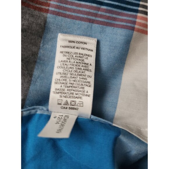 EXPRESS Men's Blue/Multicolor Fitted Plaid Long Sleeve Shirt Size Medium - Picture 9 of 12